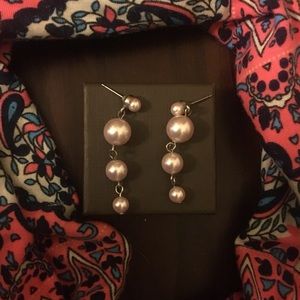 Sterling Pink Pearl Drop Earrings